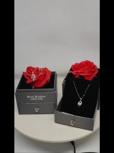 YARUIKE Diawetkan Mawar Kalung Cewek Asli 925 Sterling Silver Kalung berlian berbentuk hati Set Hadiah Buatan Tangan Sempurna untuk Hadiah Ulang Tahun Hari Ibu Hadiah Natal Hari Valentine Kado Ulang Tahun Cewek Dewasa