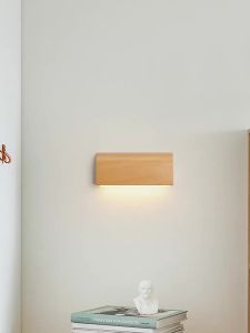 Wall Light Indoor Wall Lamp Nordic Creative Wood Grain Japanese Bedside Lamp 5W 3-Color Adjustable Bedroom Living Room Staircase Corridor