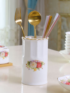 Large Size Ceramic Chopsticks Holder Drain Kitchen Dining Utensils Storage Box Chopsticks Basket European Style Bone China