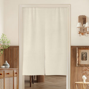 Japanese Style Door Curtain Half-length Solid Color Home Use Kitchen Room Partition Curtain No-drilling Required for Bathroom