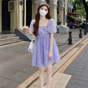 ELF TRIBE Đầm Corset Tay Phồng Ngọt Ngào Đầm Cổ Vuông Cạp Cao Mới Cho Nữ