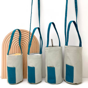 Vỏ Bảo Vệ Cốc Cách Nhiệt Khối Màu Đeo Chéo Đơn Giản Túi Vải Cầm Tay Hàn Quốc Bình Nước通用 Nghệ Thuật Túi Vải