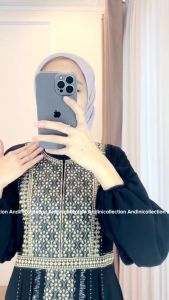 Gamis Abaya Dewasa Muslim Turkey Amarta 149 Hitam Putih Bordir Payet Ceruti Muslim Andinicollection