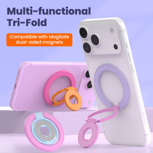 elough | Double Sided Color-Matching Folding Magnetic Clip Ring Stand 360° Rotating Metal Stand Double-Sided Magnetic Phone Stand