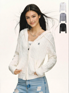 Ariseism | Vintage American Hooded Knit Cardigan Female