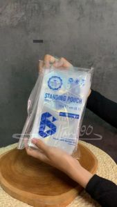 Standing Pouch 10x17 Plastik Ziplock Double Seal Kemasan Berdiri Bening Transparan Untuk Pudot Dan Snack 1 Pack Isi 50 Lembar