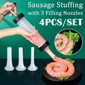 Sausage Filler With 3pcs Funnels Sausage Stuffing Machine Homemade Sausage Stuffer Syringe Gadgets Sausage Maker