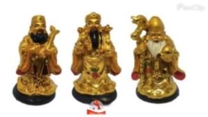 1Set Patung 3Pcs Dewa Fu Lu Sou Kayu Base Ukuran 3inch 5inch Hiasan Patung Tiga Dewa Fu Lu Shou Xing