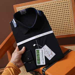 Italian Thousand Yuan Real Bamboo Mulberry Silk Men Windsor Collar Long Sleeves Shirt Stretch Breathable Casual Business Thin Coat