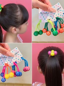 Girl Candy Color Hair Rope High Elasticity Hair Tie Hair Rope Little Girl Rubber Band Double-Headed Rope Rubber Band Ball Hair Rope