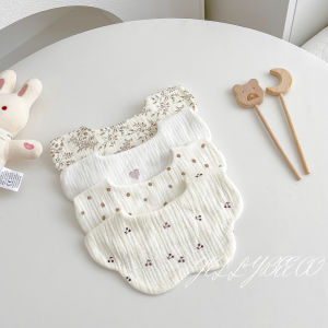 Soft Pure Cotton Petal-shaped Baby Bibs 6 Layers Absorbent Cotton Cloth Feeding Towels Prevent Vomiting for Infants And Toddlers