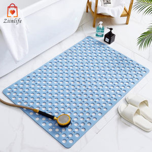 Ziinlife Bath Mat with Suction Cup No-slip Bathroom Mat PVC Hollow Design Quick Drain Anti-mildew Bath Mat