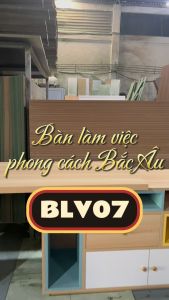 Bàn Làm Việc Văn Phòng Bàn Học Máy Tính Tại Nhà Có Kệ Và Tủ Sách Gỗ Phong Cách Bắc Âu SIB BLV07