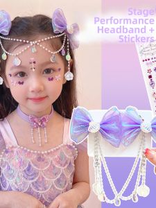 WAMEN | Fairy Non-Damaging Forehead Chain with Bow and Pearl Head Accessories Stickers Set