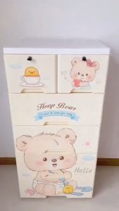 Lemari Plastik Susun Bear 4 & 5 Tingkat: Penyimpanan Laci Multifungsi Lemari Pakaian Anak dengan Kunci & Storage Box