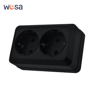 Black EU Standard Flame Retardant Paint Plastic Wall Surface With Ground Classic Plugs Socket Power Sockets Electrical Outlets