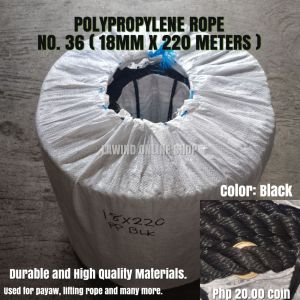 BLACK ROPE NO. 36 ( 18 MM X 220 METERS ) POLYPROPYLENE ROPE PAYAW LUBID LIFTING ROPE TALI
