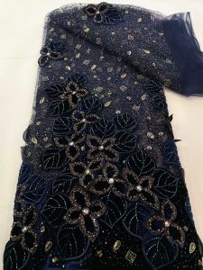 OLEVO | Luxury French Embroidery Beaded Lace Fabric African Nigerian Sequins Lace Fabrics For Wedding Party Dress Sewing Material AT2867
