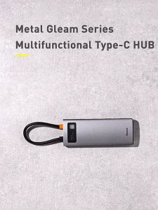 Bộ chuyển đa năng 8in1 Hub Baseus Metal Gleam Series Multi Docking Station (Type C to HDMI/3*USB 3.0/LAN/PD 100W/TF/SD)