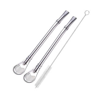 3Pcs Detachable Bombilla Filter Straw Set Yerba Mate Drinking Straw Reusable Drinking Spoon Straws with Filter and Clean Brushes