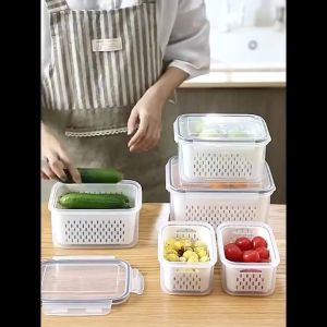 DISKON!! Wadah Penyimpanan Makanan di Kulkas 3 in 1 Food Kontainer Kulkas Food Prep Storage Set