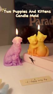Personalized Mothers Day Gift 3D Dog Family Silicone Molds Labrador Puppy Clinging To Mother Candle Resin Craft Mold Home Decor