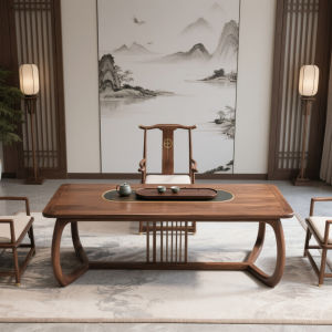 New Chinese Style Black Walnut Tea Table And Chair Set Home Use Solid Wood Tea Desk Office High End Calligraphy Desk Tea Making Table