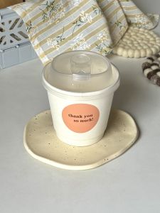 Thickened Disposable Coffee Cup Takeaway Hot Drink Milk Tea Cup Double Layered Kraft Paper Cup with Lid for Outdoor Activities