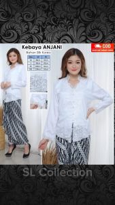 Atasan Kebaya Bordir Wanita Dewasa Modern Cantik Lengan Panjang Warna Putih Cerah Terbaru Anjani