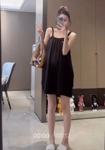 เดรสเอี๊ยมสายเดี่ยวสีดำ สายเสื้อปรับความยาวได้ รอบอกเป็นยางยืด ไซด์ใหญ่ สาวอวบใส่ได้ เซ็กซี่ กางเกงทรงเอ พรางหุ่น ชุดไปทะเล #8909