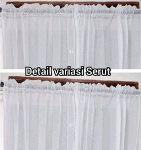 gorden etalase jualan makanan hordeng vitrase putih variasi serut transparan