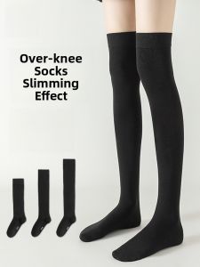 Miiow | Womens High-Tube Leggings Socks Anti-Slip Warm Cotton Polyester Spandex Blend Winter Thermal Long Tube Socks Cat Person MiiOW