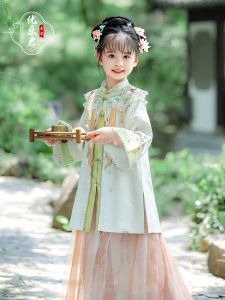 New Chinese Style Girls Hanfu Summer Improved Cloud Shoulder Little Girl Super Fairy Tang Costume Children Ancient Costume