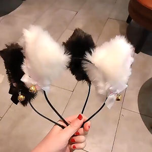 🐱 Bando Kucing Black Cat Ears Headband Dengan Bell Cute Kitty Hairband Aksesori Cosplay Fashion Comel