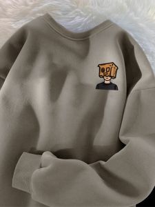 American Retro Oversize Sweatshirt Mens Spring Autumn Heavy Street Loose Large Size Couples Top Coat Printed Casual Youth Trend