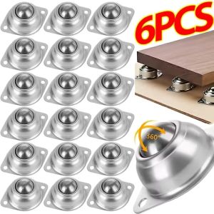 6Pcs Galvanised Pulleys Ball Bull’s-Eye Swivel Castors Steel Ball Trolley Steering Wheels DIY Models Craft Wheels Wheels
