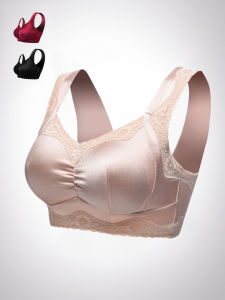 Comfortable Wireless plus Size Sports Bra Sleepwear Full Cup Adjustable Gathered Underwear for Side Breast Collection Nylon