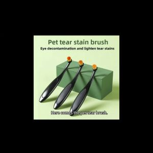 Soft Bristle Pet Eye Cleaning Brush for Dogs & Cats - Gentle Tear Stain Remover Non-Electric Plastic Handle