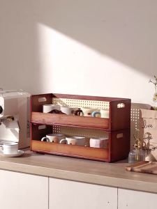 Retro Wooden Cup Organizer Multi-layer