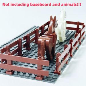 8pcs Ranch Fence Pieces 8pcs Building Blocks  Set Brown Wooden Texture for DIY Animal Scenes Farm Garden Building Toys