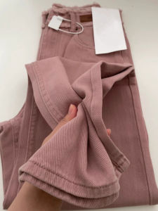 Quần Jeans Denim Ống Rộng Ôm Dáng Mỏng Cạp Cao Màu Hồng Đen Cho Nữ Quần Dài Mùa Hè Thời Trang Thường Ngày