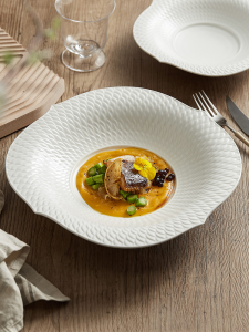 White Ceramic Bowl Home Use Noodle Soup Bowl Light Luxury Elegant Dish Plate Intention Salad Bowl Chinese Style Pure Color