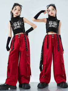 Girl Jazz Dance Costume Girl Cargo Pants Trendy Clothes Suit Children Jazz Hip Hop Catwalk Show Fried Street Performance Wear