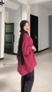 Keysa Shirt Atasan Kemeja Wanita Muslim Dewasa Polos Korean Style Casual Daily by Khasma Fashion