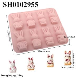 Thỏ Phục Sinh Thiết Kế 3D Silicon Khuôn Socola Thân Thiện Với Môi Trường Thỏ Khuôn Làm Bánh Để Làm Bánh Phục Sinh Món Tráng Miệng Nhà Bếp Máy Nướng Bánh