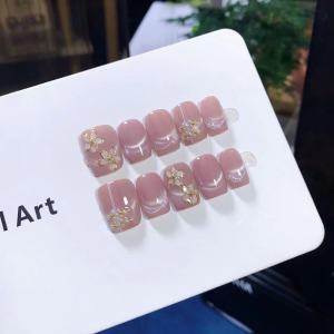 Hand-Painted Chinese Cheongsam French Cats Eye Elegance Enamel Wearable Nails Floral Design Gentle Color Series from China