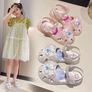 Princess Style Baby Girl Sandals Soft Bottom Head Covering Summer Shoes Childrens Footwear Soft Natural Rubber Outsole