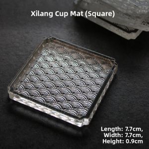 Retro Japanese Style Wave Pattern Glass Cup Mat round Heat Resistant Tea Cup Mat Anti Slip Tea Table Accessories Small Tea Tray
