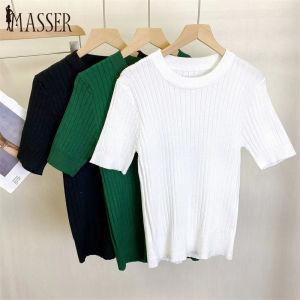 PM✿ Plain Knitted blouse short sleeve
