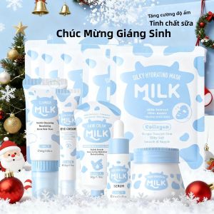 Bộ Dưỡng Da Sữa 10 Món Dành Cho Mặt & Tay - Dưỡng Ẩm Sâu Làm Sạch Lỗ Chân Lông Nhẹ Nhàng Làm Sáng Da Kem Dưỡng Mắt & Kem BB Kết Hợp